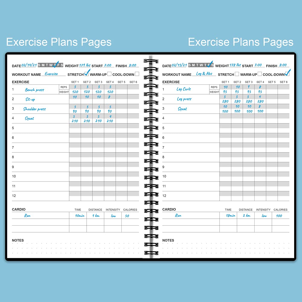 Fitness Planner for Women & Men - A5 Workout Log Book/Exercise Workout Log to Track Weight Loss, GYM, Bodybuilding Progress - Daily Health & Wellness Workout Journals, 5.8X8.25 In Workout Book