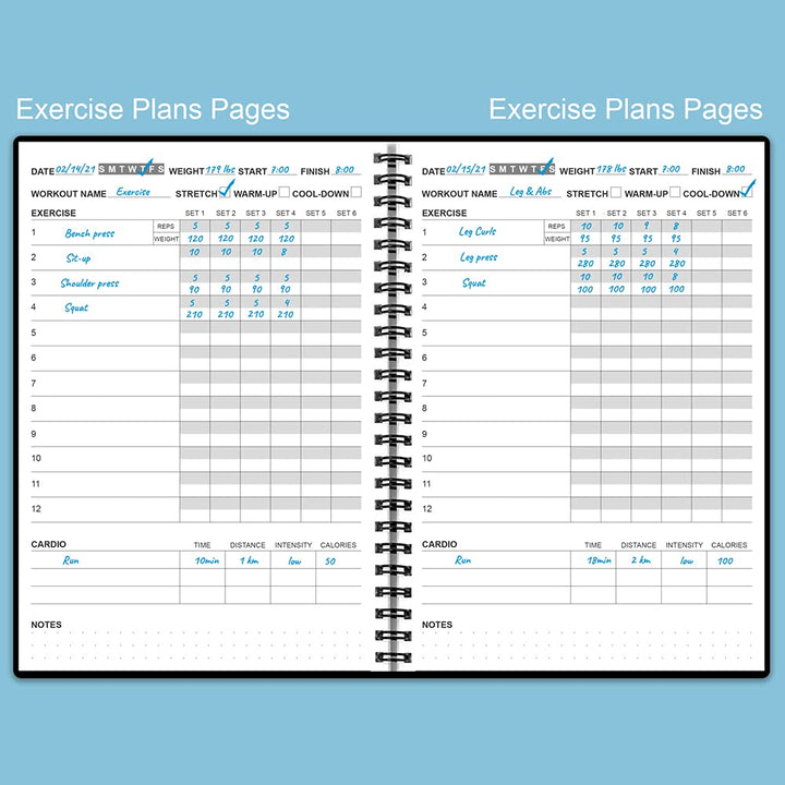 Fitness Planner for Women & Men - A5 Workout Log Book/Exercise Workout Log to Track Weight Loss, GYM, Bodybuilding Progress - Daily Health & Wellness Workout Journals, 5.8X8.25 In Workout Book