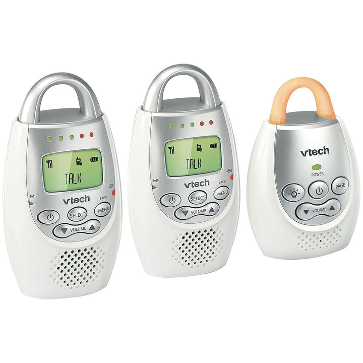 DM221-2 Audio Baby Monitor with up to 1,000 ft of Range, Vibrating Sound-Alert, Talk Back Intercom, Night Light Loop & Two Parent Units, White