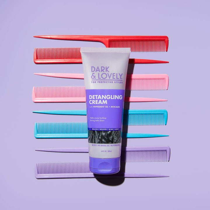 Dark and Lovely For Protective Styles Detangling Cream With Peppermint and Avocado Oil for Braids, Weaves, Wigs and Locs No Dyes, No Mineral Oil, No Petrolatum -Carson 6.8 Fl Oz