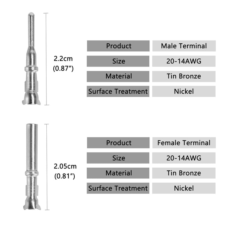 5 Kit 3 Pin Way DT Series Connector Gray Receptacle IP67 Waterproof Heavy Duty 14-18 AWG 13 Amps Continuous DT04-3P DT06-3S w/Wedge Lock W3P W3S (5 Kits, 3 Pin)