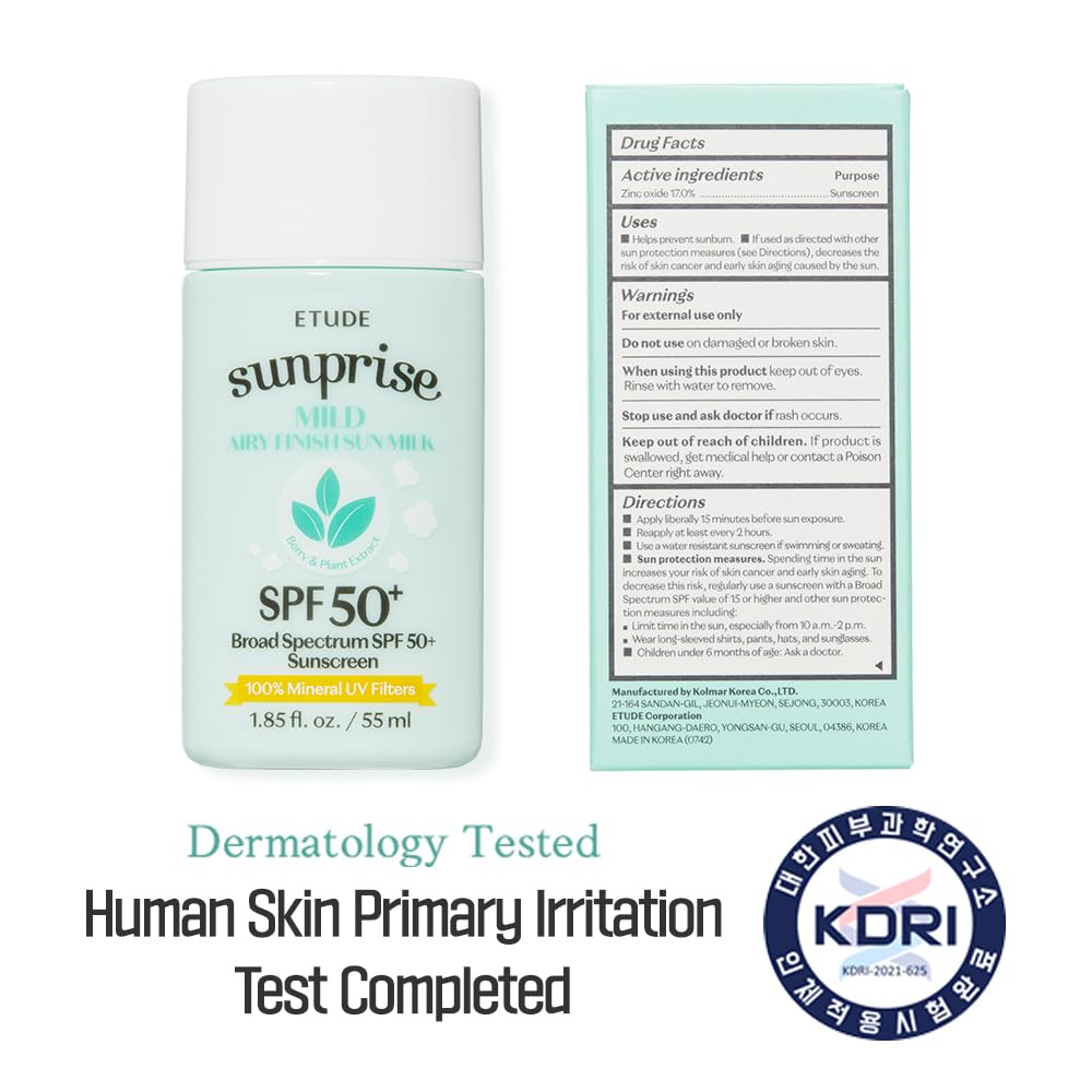 Sunprise Mild Airy Finish Sun Milk SPF50+ / PA++++ | Sebum-free, Non-Sticky, Long Lasting Protection, 100% Mineral Based Sunscreen | Kbeauty