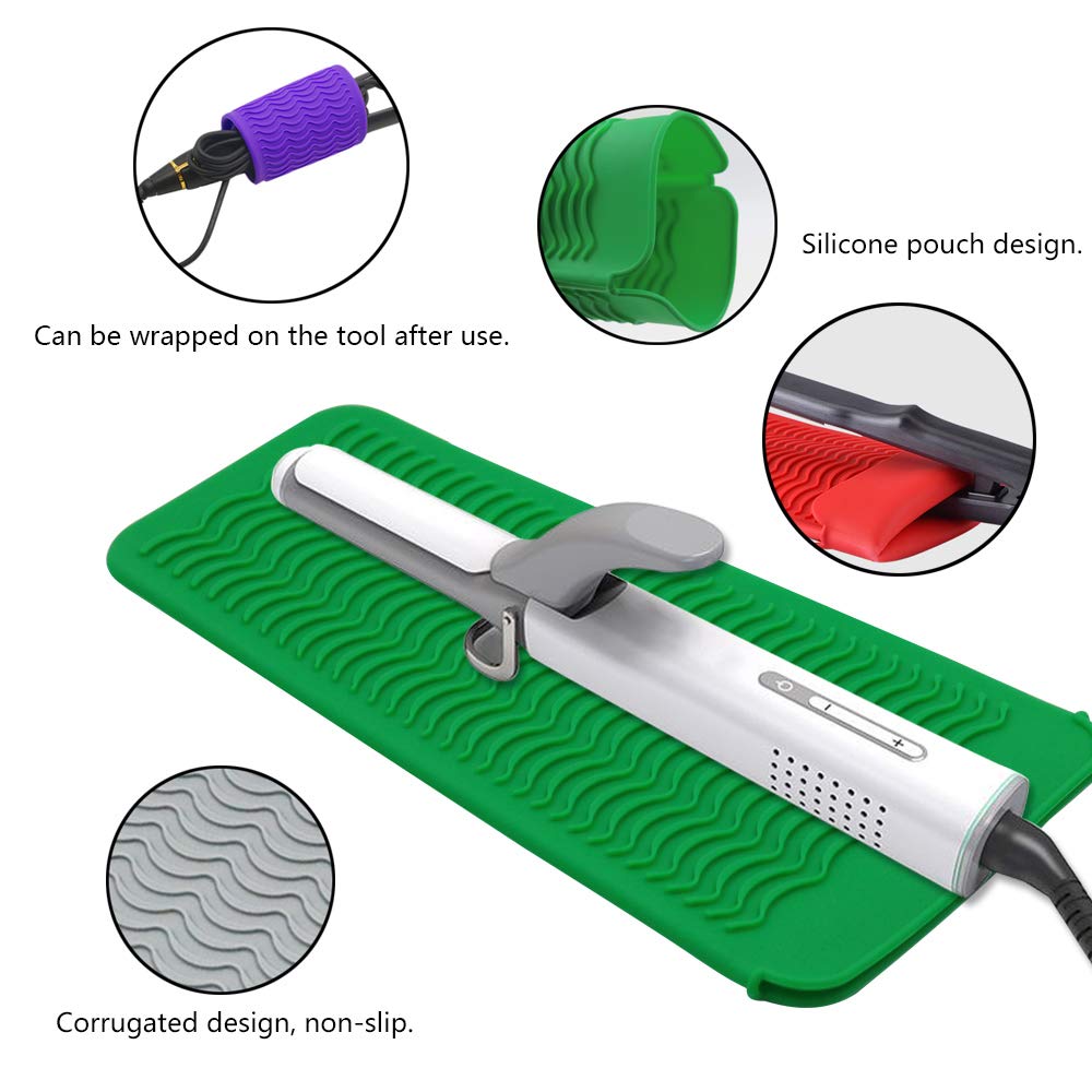 Grehge Silicone Mat Pouch for Flat Iron, Curler Wand, Hot Waver, Salon Tools Appliances, Garden Sculpture Outdoor Decoration