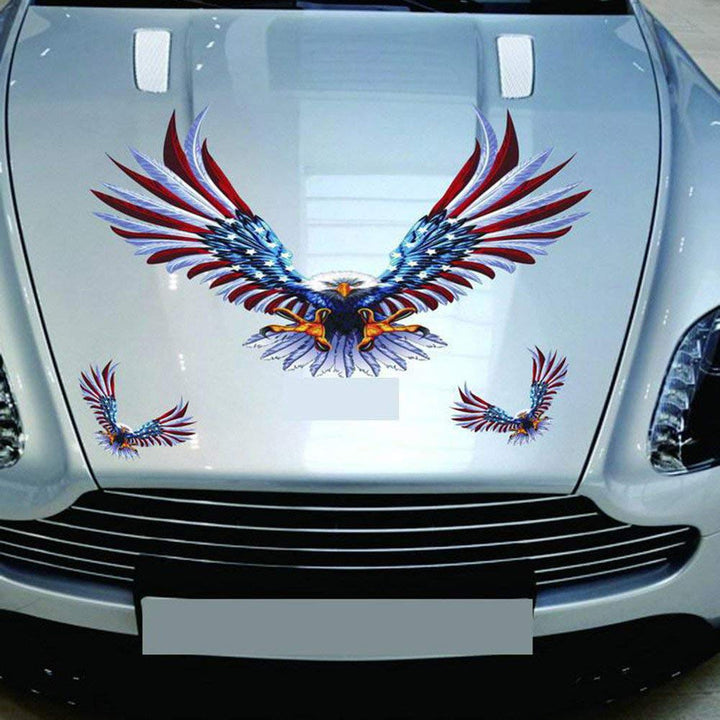 Bald Eagle Car Decals American Flag Car Decal Stickers Patriotic American Eagle Car Decal Graphics Vinyl Stickers Decals for Car Hood Window Body Side Decal and Graphics (3 Sizes 4 Pack)