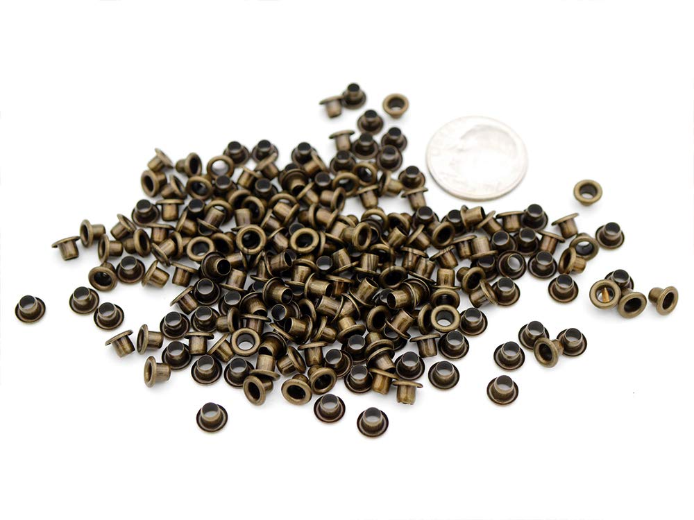 2MM Hole 200PCS Tiny Grommets Eyelets Self Backing for Bead Cores, Clothes, Leather, Canvas (Antique Brass)