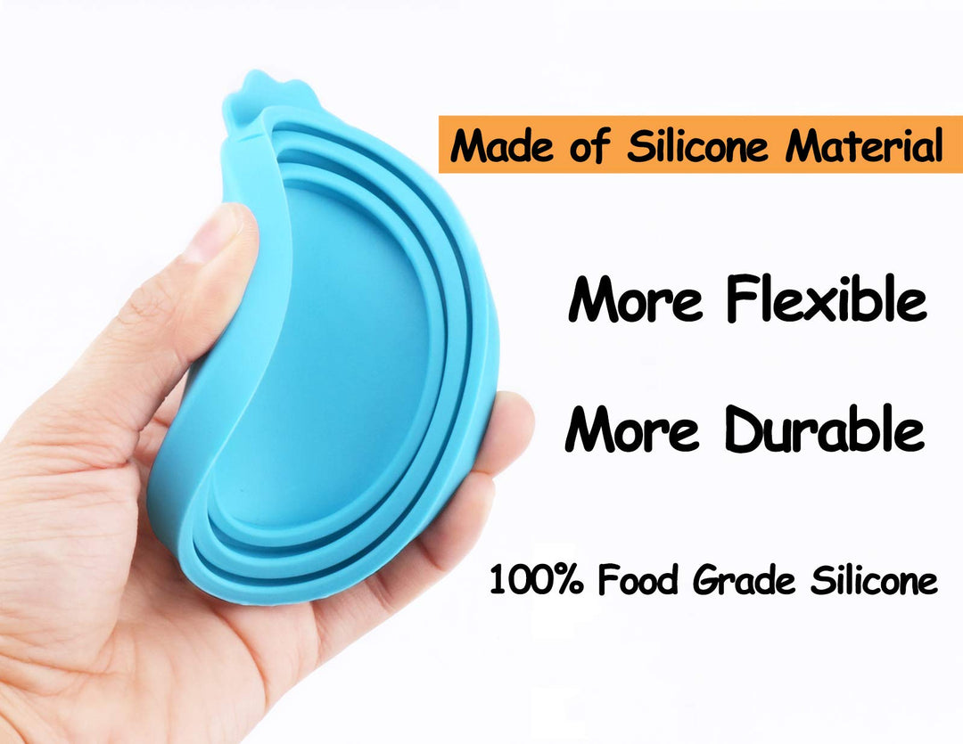 Pet Food Can Cover Silicone Can Lids for Dog and Cat Food(Universal Size,One fit 3 Standard Size Food Cans),Blue and Green