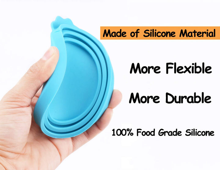 Pet Food Can Cover Silicone Can Lids for Dog and Cat Food(Universal Size,One fit 3 Standard Size Food Cans),Blue and Green