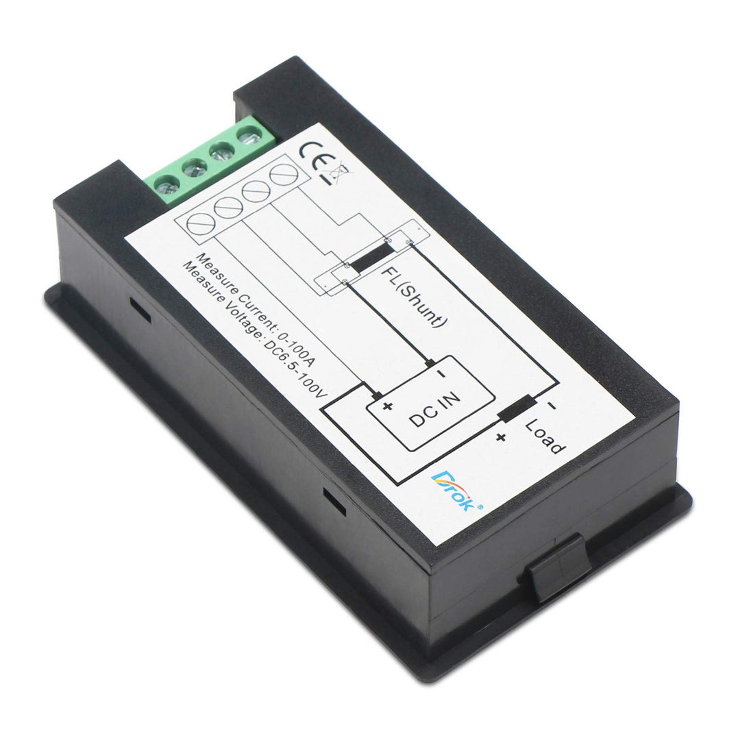 DC Battery Monitor, DC Amp Meter 6.5-100V 12V 24V 48V 100A Digital Multimeter, Voltage Current Power Energy 4-in-1 Tester Gauge DC Volt Amp Watt Detector with LCD Display and Shunt