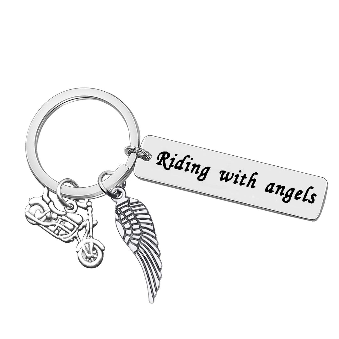 Memorial Jewelry Keychain for Loss of Loved One, Motorcycle Sympathy Keyring, Remembrance Jewelry Gift in Memory of Dad, Husband, Brother, Mom, Wife, Sister, Stainless Steel