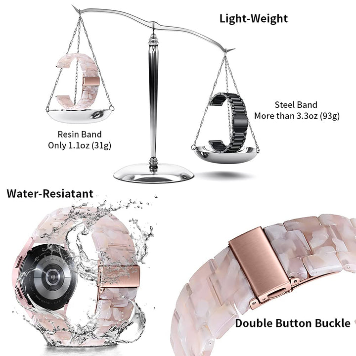 Resin Bands Compatible with Samsung Galaxy Watch 6 5 4 Band 40mm/44mm, Watch 5 Pro 45mm, Galaxy Active 2, 20mm Band for Galaxy Watch 4 Classic 42mm 46mm, Watch 6 Classic 43mm/47mm Women