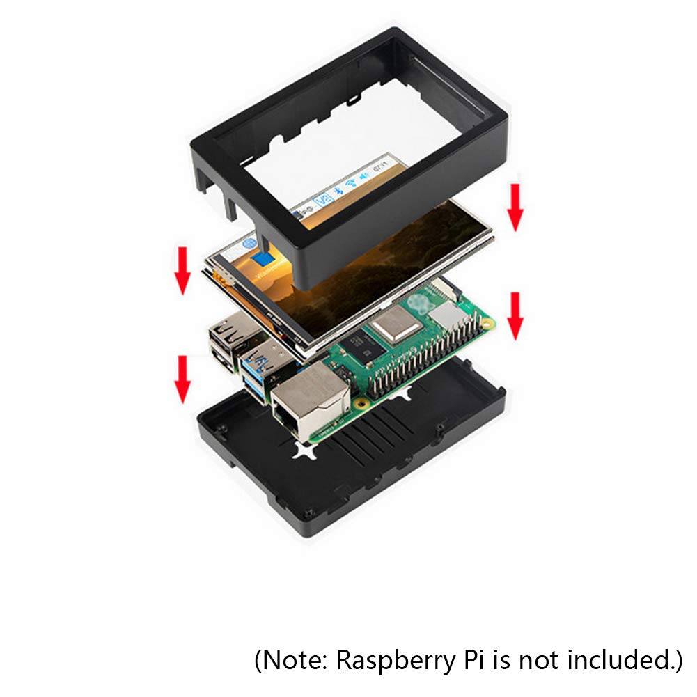3.5 inch TFT Touch Screen Module 320x480 Resolution LCD Display Compatible with Raspberry Pi 4B/3B/3B+ with Touch Pen ABS Case and Cooling Fan Compatible with Raspberry Pi 4B