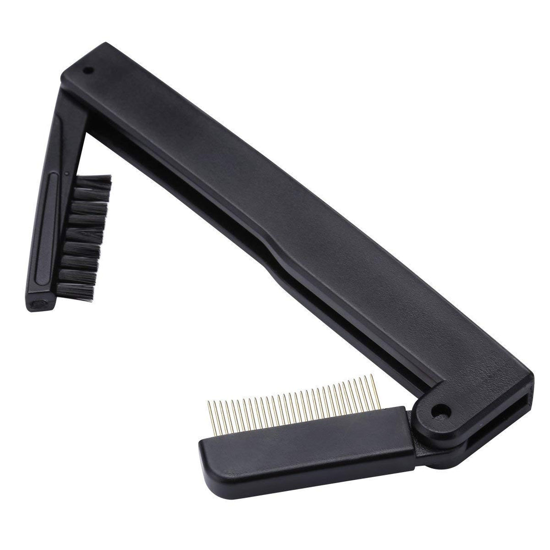 Folding Eye Lash Brow Comb Metal Teeth, Dual Sided Eyelash Mascara Applicator, Eyebrow Grooming Tool, Compact Brush For Define Lash & Brow