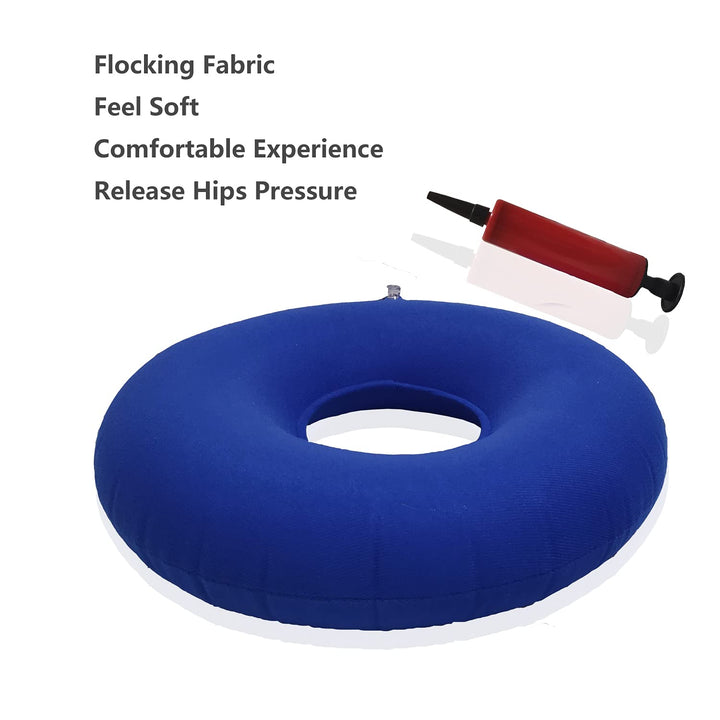 Inflatable Cushion Inflatable Ring Cushion Seat 15 Inch Round Inflatable Cushion Portable Cushion Pillow for Bed Resting Office Chair Car Blue