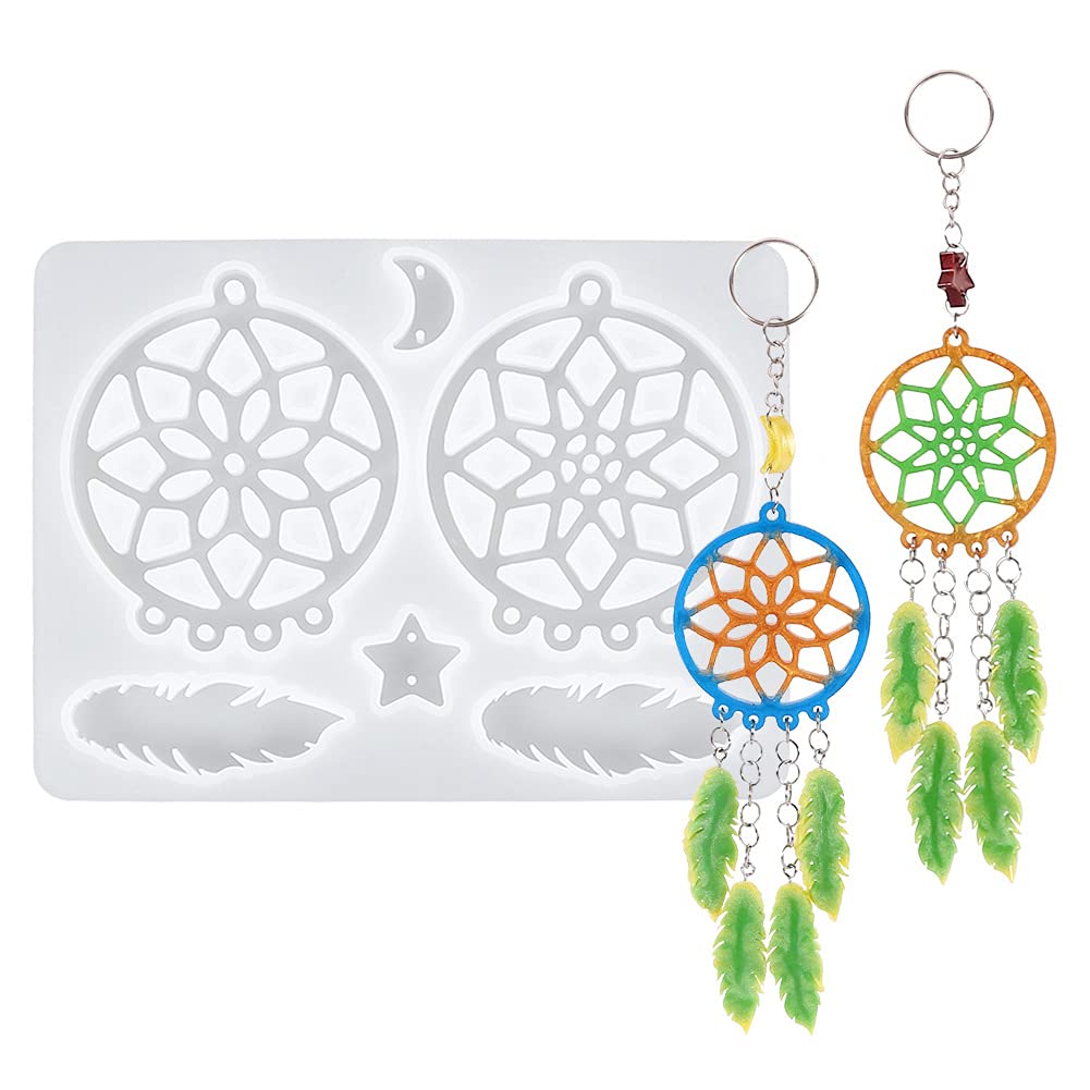 Dream Catcher Resin Molds, DIY Crystal Keychain Pendant Resin Silicone Mold for Epoxy Resin Casting,Crystal Jewelry Accessories Crafts Making Mould for Home Decoration