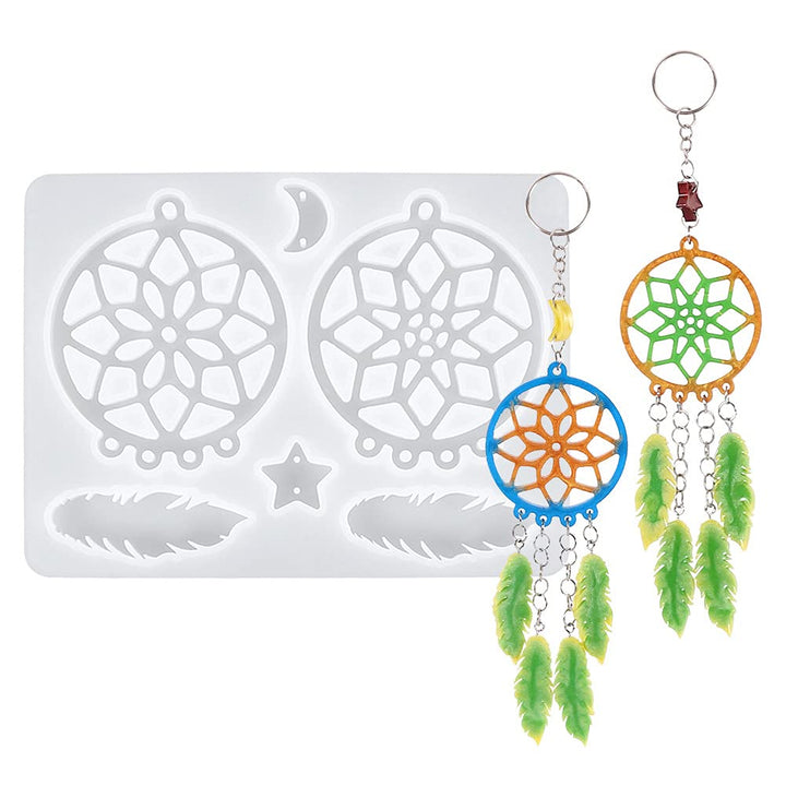 Dream Catcher Resin Molds, DIY Crystal Keychain Pendant Resin Silicone Mold for Epoxy Resin Casting,Crystal Jewelry Accessories Crafts Making Mould for Home Decoration
