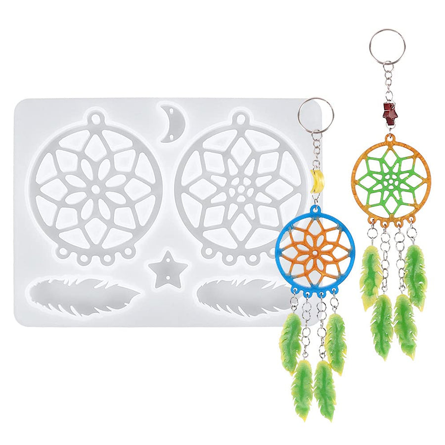 Dream Catcher Resin Molds, DIY Crystal Keychain Pendant Resin Silicone Mold for Epoxy Resin Casting,Crystal Jewelry Accessories Crafts Making Mould for Home Decoration