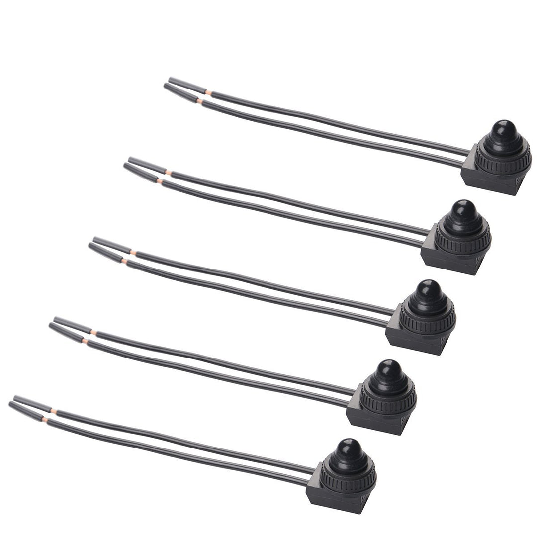 5Pcs Push Button Switch 12V Wired RV Waterproof On-Off Micro Light Toggle Switches for Motorcycle Car Truck Boat Marine (Black)