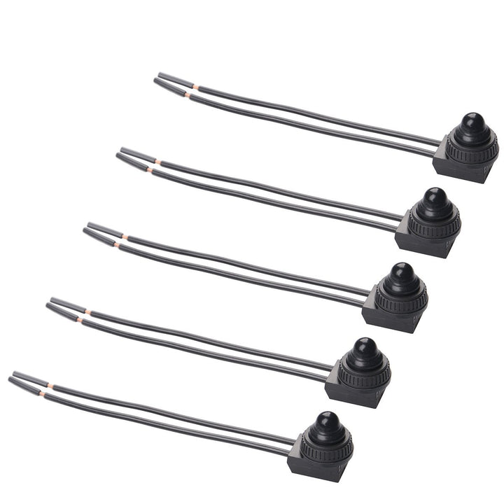 5Pcs Push Button Switch 12V Wired RV Waterproof On-Off Micro Light Toggle Switches for Motorcycle Car Truck Boat Marine (Black)