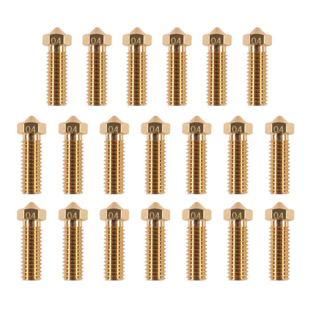 20PCS 3D Brass Volcano Nozzle M6 Thread Nozzles 0.4mm M6 Printed Head for 1.75mm Filament 3D Printer Parts Volcano Heater Block J-Head Hotend Extruder