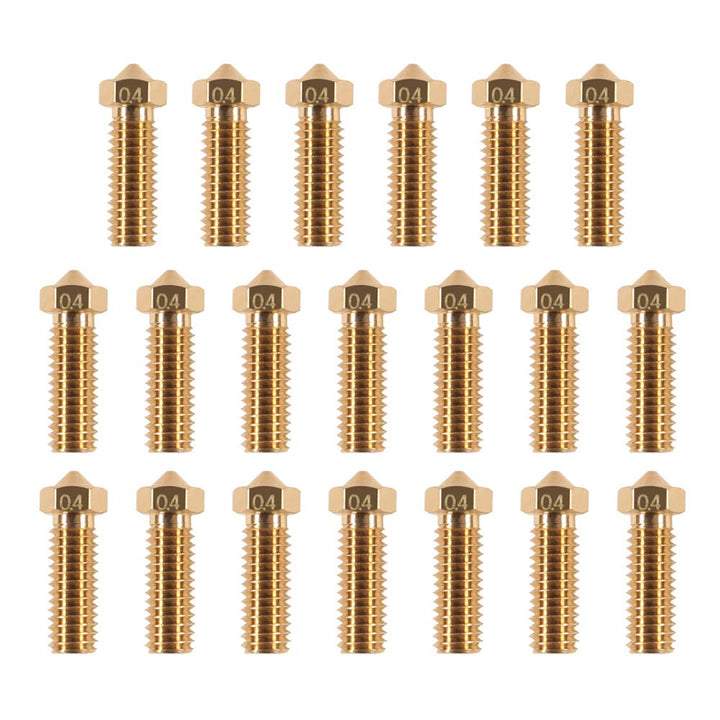 20PCS 3D Brass Volcano Nozzle M6 Thread Nozzles 0.4mm M6 Printed Head for 1.75mm Filament 3D Printer Parts Volcano Heater Block J-Head Hotend Extruder