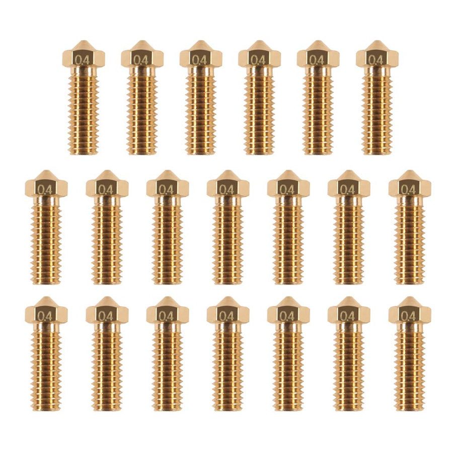 20PCS 3D Brass Volcano Nozzle M6 Thread Nozzles 0.4mm M6 Printed Head for 1.75mm Filament 3D Printer Parts Volcano Heater Block J-Head Hotend Extruder