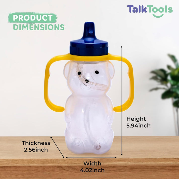 Honey Bear Straw Cup for Babies - BPA-Free, Food-Grade Therapy Sippy Bottles for Speech and Feeding Training - Leak-Proof, Licensed Speech Pathologist (Single, 7, Ounce)