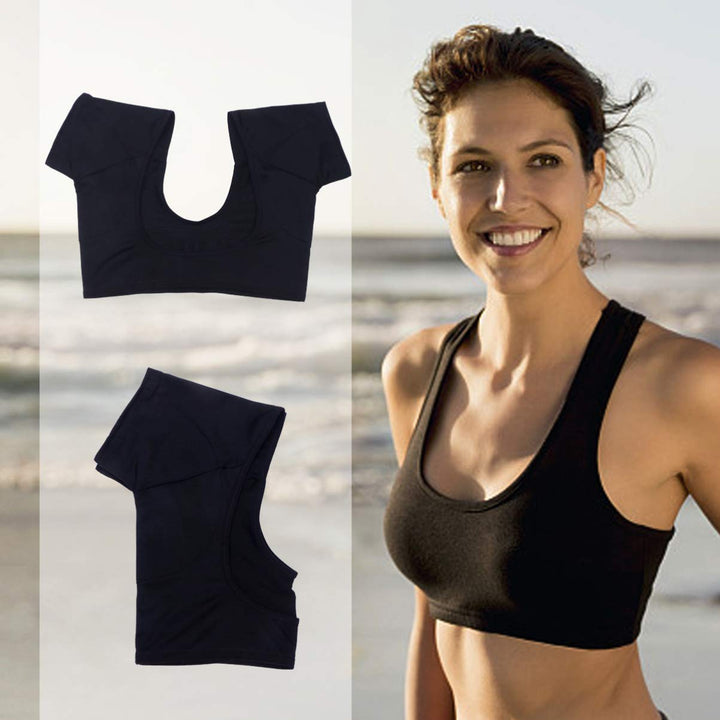 Underarm Sweat Vest Underarm Sweat Guard Washable Sweat Shield Vest for Women Girls Ladies(M) Black