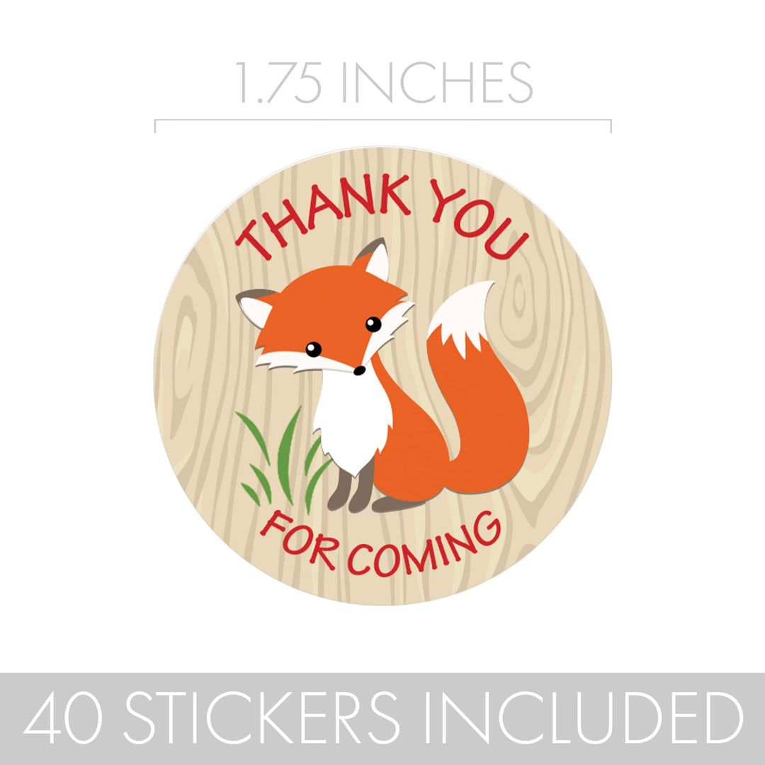 Woodland Fox Baby Shower Thank You Stickers - 1.75 in - 40 Labels