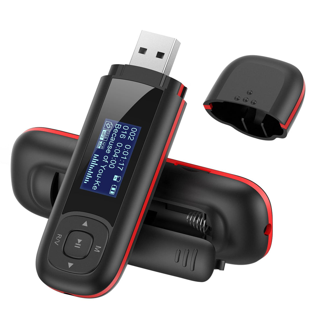 U3 USB Stick Mp3 Player, 8GB Music Player Supports Replaceable AAA Battery, Recording, FM Radio, Expandable Up to 128GB, Black