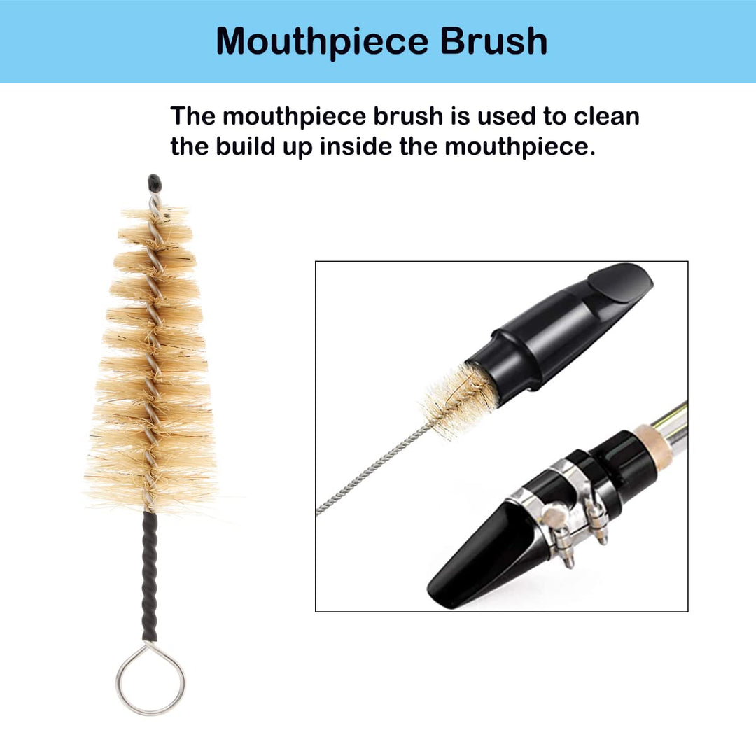 10-in-1 Saxophone Cleaning Kit, Alto Saxophone Cleaner Kit Including Sax Cleaning Cloth, Mouthpiece Brush, Mini Screwdriver Cleaning Cloth for Flute and Wind & Woodwind Instrument
