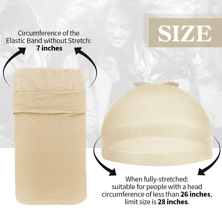 Nude: 12 Pack Nude Stocking Wig Caps, Flesh Color Stretchy Nylon Close End Wig Caps, Each Paper Board Contains 2 Wig Caps (Nude)