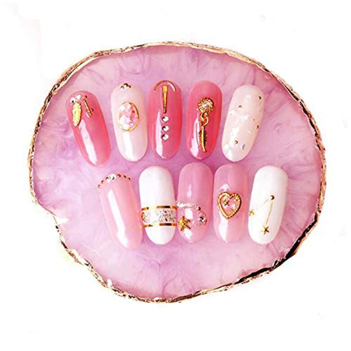 1 Pack Natural Resin Agate Phnom Penh Nail Glue Palette Crystal Edge Shooting Props Toning Works Display Board Tool (Light pink)