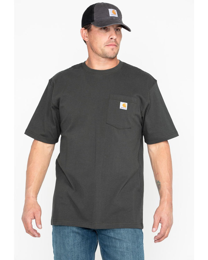 Men's Loose Fit Heavyweight Short-Sleeve Pocket T-Shirt (Also Available in Big & Tall), Peat, Medium