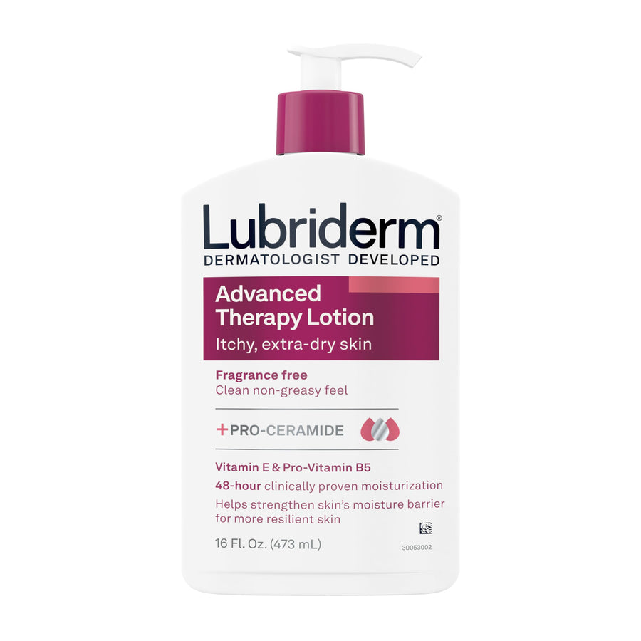 Advanced Therapy Fragrance Free Moisturizing Hand & Body Lotion + Pro-Ceramide with Vitamins E & Pro-Vitamin B5, Intense Hydration for Itchy, Extra Dry Skin, Non-Greasy, 16 fl. oz