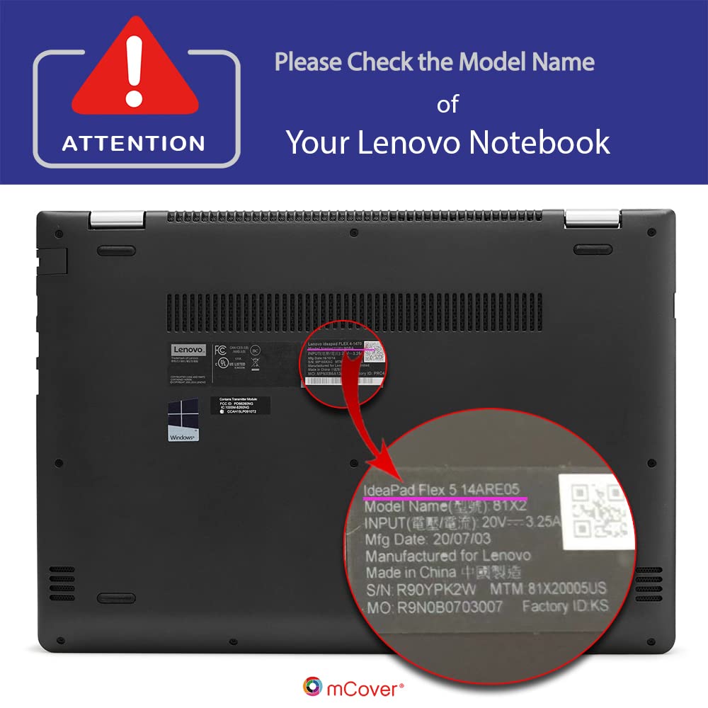 Clip-On Protective Case for 2020-2022 Lenovo IdeaPad Flex 5-14ARE05 / 5-14ALC05 / 5-14IIL05 / 5-14ITL05 Convertible Laptops, 14