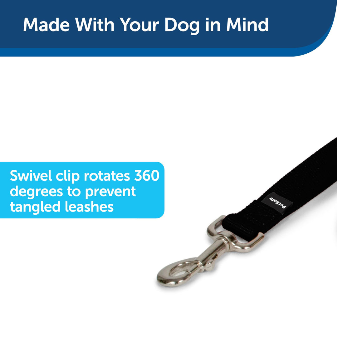Nylon Dog Leash – Strong, Durable, Traditional Style Leash with Easy to Use Bolt Snap for Small, Medium and Large Dogs – 3/4 x 6', Black