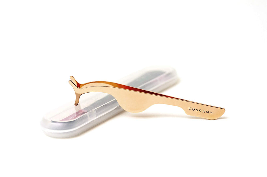 Eyelash Applicator-False Eyelashes Applicator Tool Clip Tweezer Nipper (Gold)