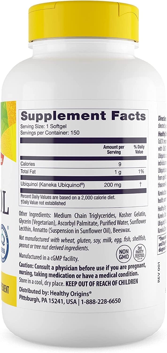 Ubiquinol (Active Form of CoQ10), 200 mg - Kaneka Ubiquinol Supplements for Heart Health & Antioxidant Support - Gluten-Free & Non-GMO Supplement - 150 Softgels