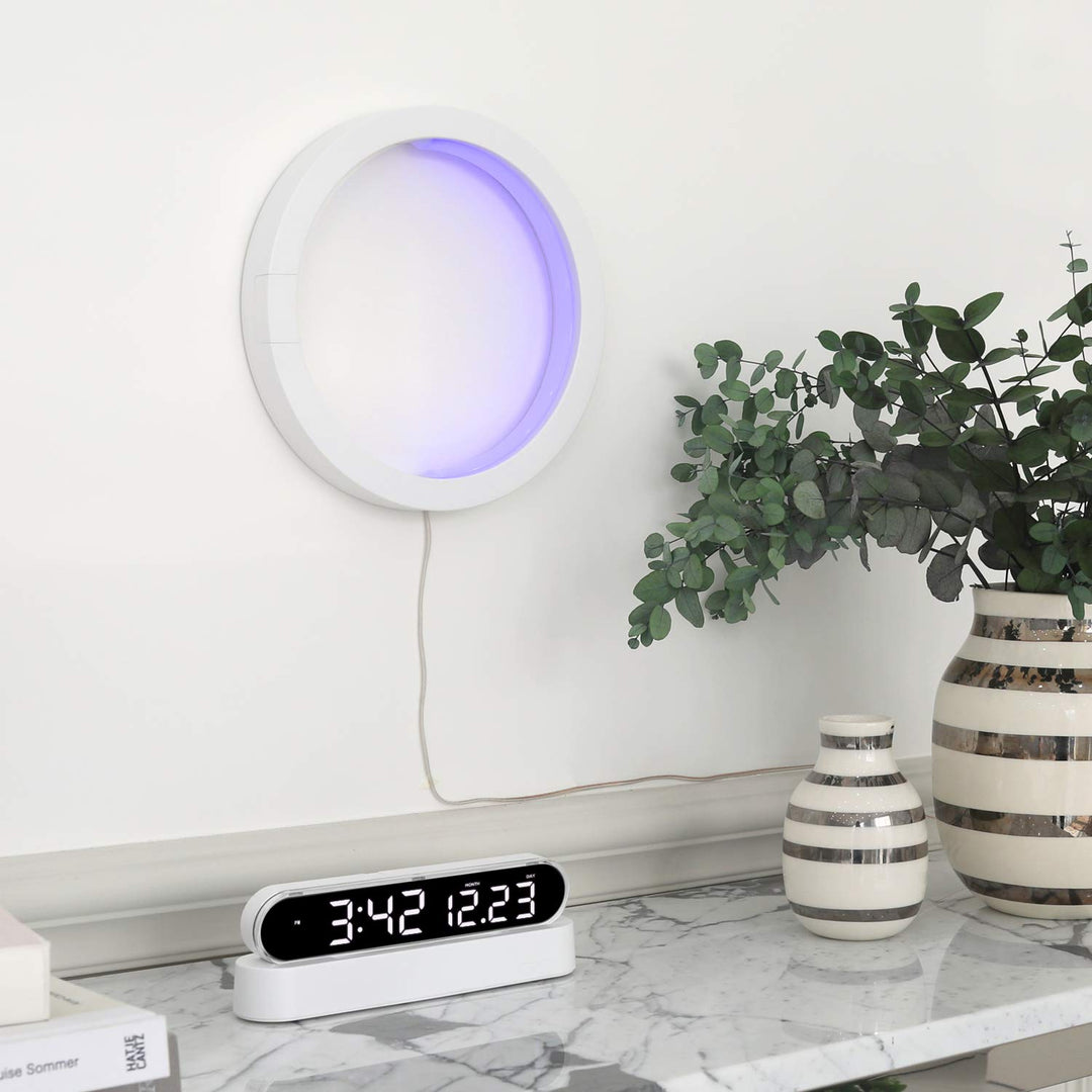 Moonlight Nightlight Dual LED Clock, Digital Alarm Clock, 12/24H Mode, Alarm & Snooze, Date Display, 2 LED Colors, 7 Color nightlight, Adjustable LED Brightness, LED Clock with Remote Control