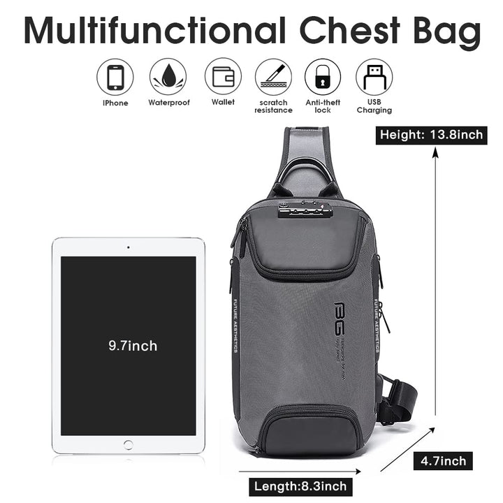Sling Bag Anti Theft, Waterproof Men's Chest Bag Shoulder bags Crossbody Sling Backpack for Men