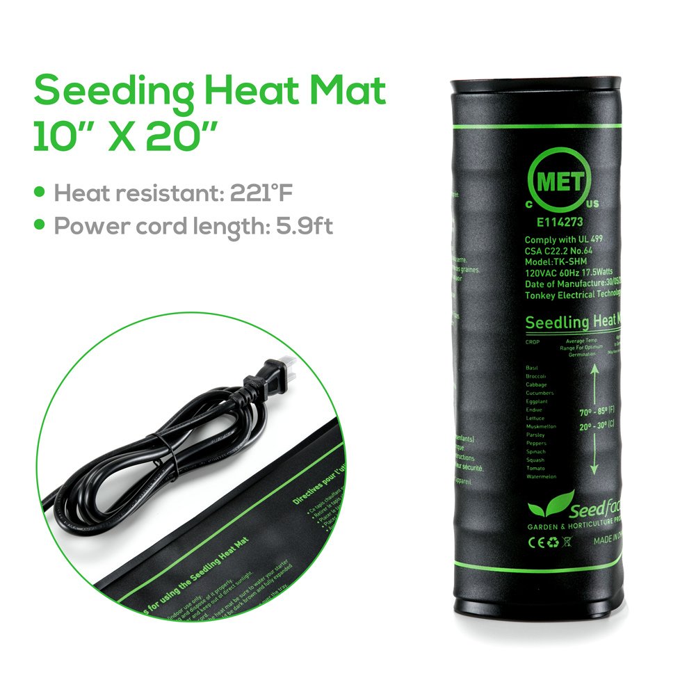 MET Certified 2 Pack Seedling Heat Mat, Waterproof Durable Germination Station Heat Mat, Warm Hydroponic Heating Pad for Indoor Home Gardening Seed Starter(10 X 20)