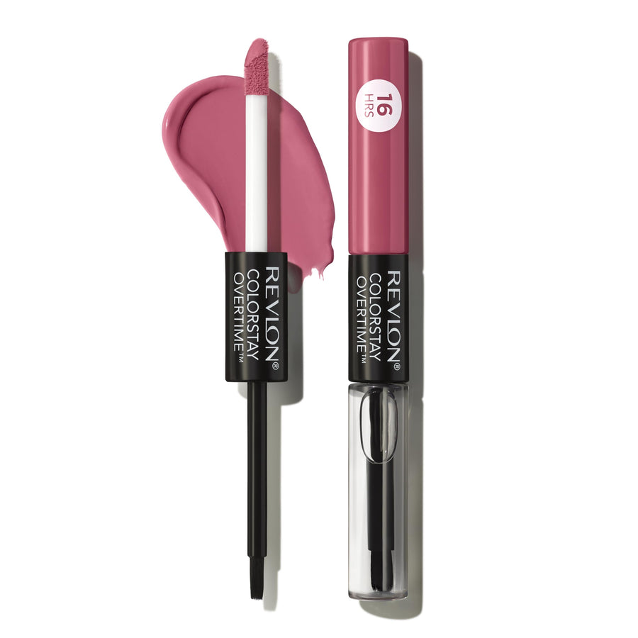 Colorstay Overtime Glossy Finish Dual Ended Long Wearing Liquid Lipstick with Clear Lip Gloss, with Vitamin E - Pink, Unlimited Mulberry (220), 0.07 oz