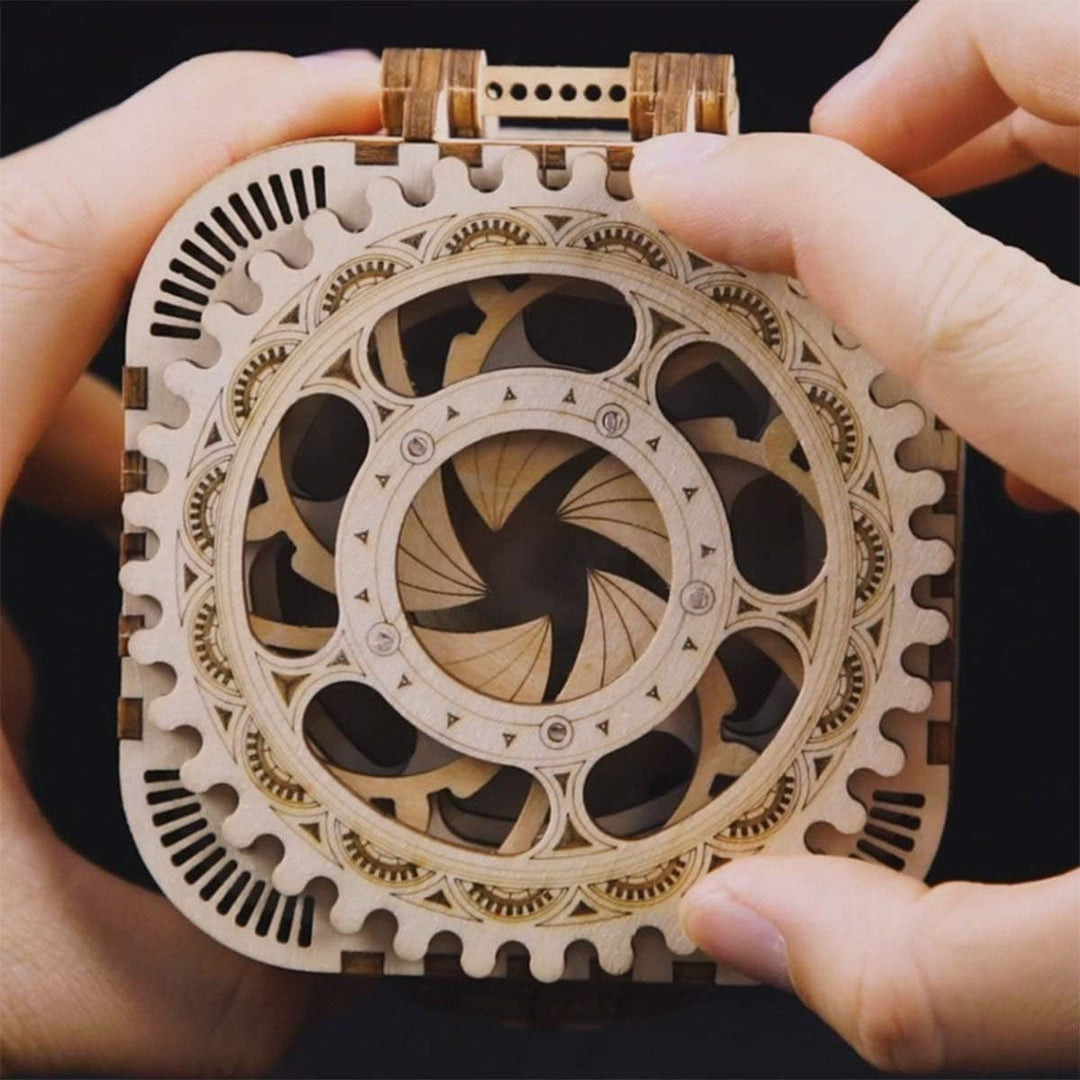 3D Wooden Puzzle Mechanical Treasure Box Model DIY Brain Teaser Projects for Adult Kid Age 14+