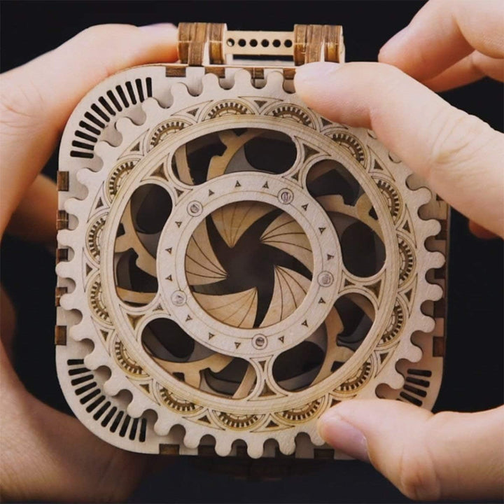 3D Wooden Puzzle Mechanical Treasure Box Model DIY Brain Teaser Projects for Adult Kid Age 14+