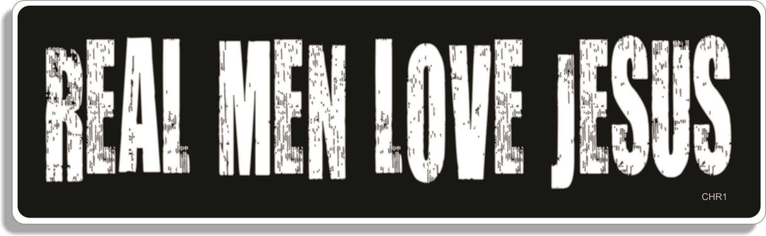 - REAL MEN LOVE JESUS - Christian Bumper Sticker - Professionally Made in The USA - Vinyl Decal