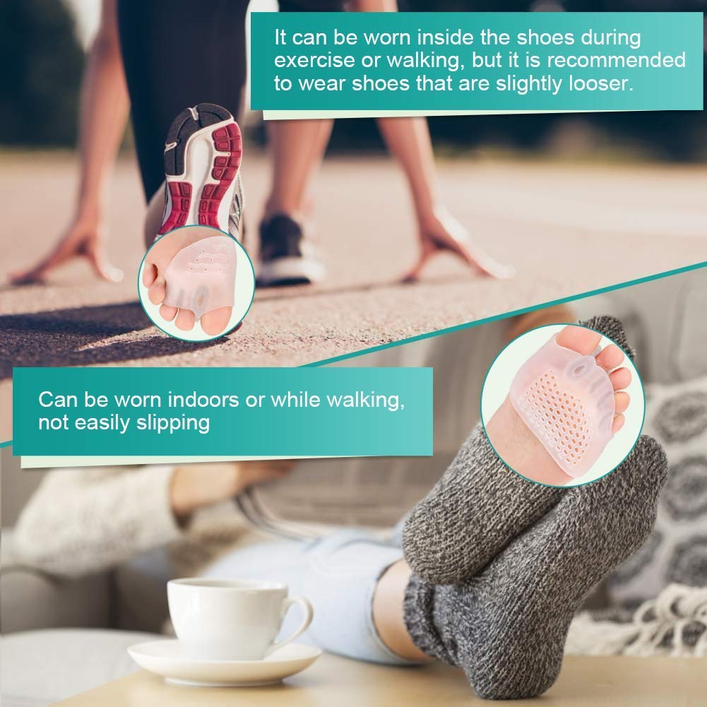 2 Pairs Gel Toe Separators Metatarsal Pads Kit, Toe Stretcher Bunion Spacer for Orthotic Overlapping Toes, Hammer Toes, Bunion Pain Relief for Barefoot, Wear in Socks or Shoes Reduce Foot Pressure