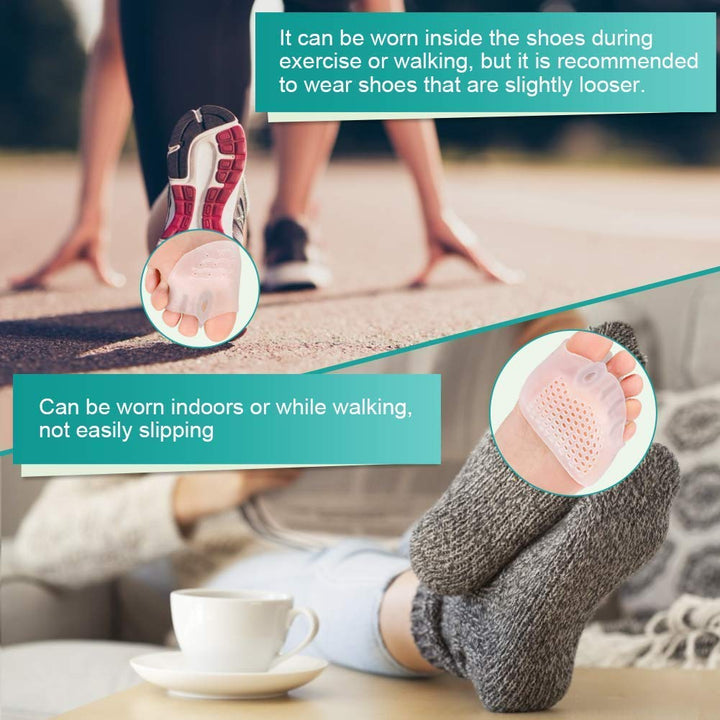 2 Pairs Gel Toe Separators Metatarsal Pads Kit, Toe Stretcher Bunion Spacer for Orthotic Overlapping Toes, Hammer Toes, Bunion Pain Relief for Barefoot, Wear in Socks or Shoes Reduce Foot Pressure