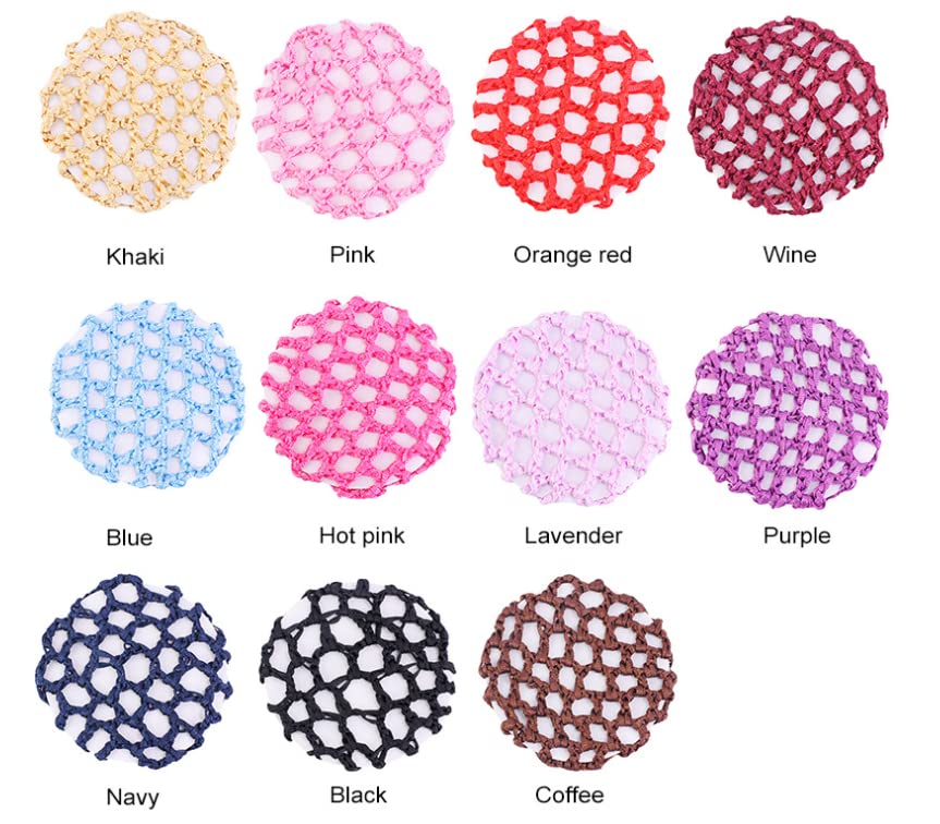 13pcs Women Girl Bun Cover Snood Hair Net Ballet Dance Skating Chic Crochet With Pearl (13pcs)