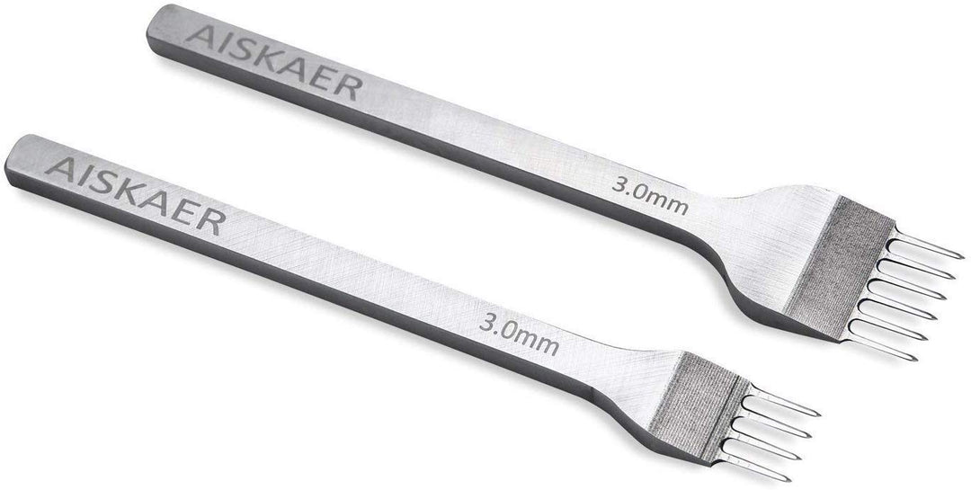 White Steel 3mm 1/2/4/6 Prong DIY Diamond Lacing Stitching Chisel Set Leather Craft Kits