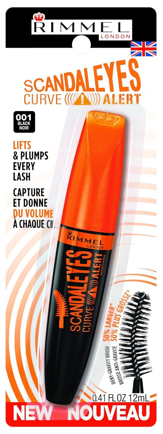 London Scandaleyes Curve Alert Mascara, Volumizing, Curls, Plumps, 001, Black, 0.41oz